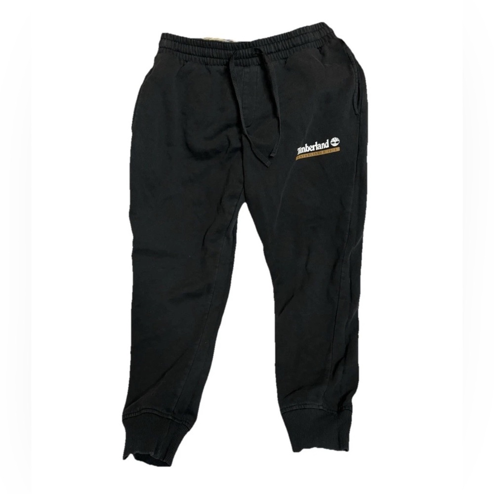 Timberland Mens Drawstring Joggers Pants Elastic Waist Mid Rise Size M Black